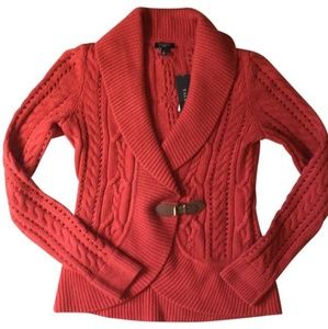 Burnt orange cable knit chunky cardigan